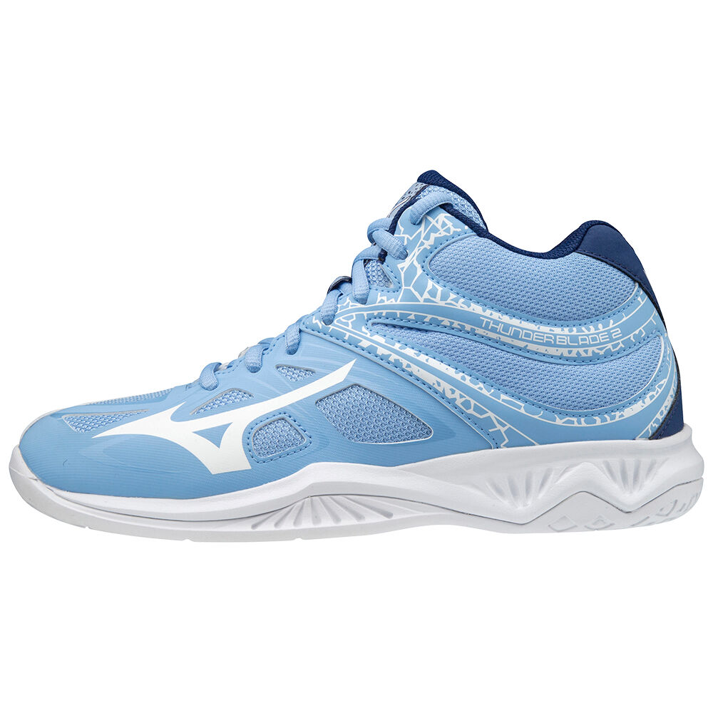 Zapatillas Voleibol Mizuno Thunder Blade 2 Mid Mujer Azules/Blancas Ofertas IHFO-89401